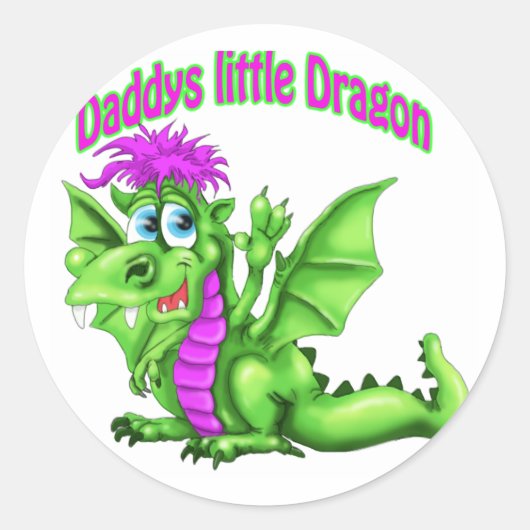 Daddy's Little Dragon Runder Aufkleber (Vorderseite)