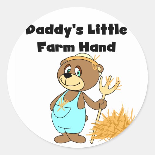 Daddy's Little Farm Hand Tshirts und Geschenke Runder Aufkleber (Vorderseite)