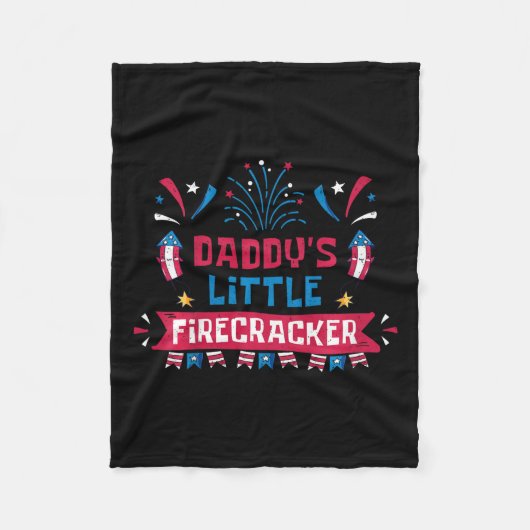 Daddys Little Firecracker Unabhängigkeitstag Feuer Fleecedecke (Vorderseite)