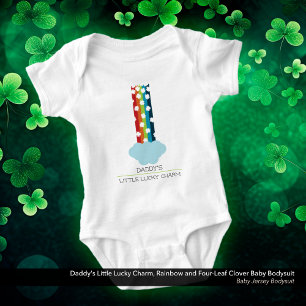 Daddy's Little Lucky Charm Rainbow 4-Leaf Clover Baby Strampler