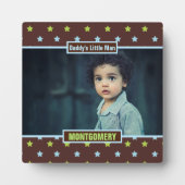 Daddys Little Man Brown Stars and Boys Foto Fotoplatte (Vorderseite)