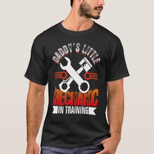 Daddy's Little Mechanic In Training Automotive Tec T-Shirt (Vorderseite)