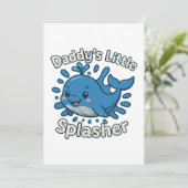 Daddy's Little Splasher Niedlich Baby Whale Einladung (Stehend Vorderseite)
