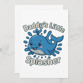 Daddy's Little Splasher Niedlich Baby Whale Einladung (Vorne/Hinten)