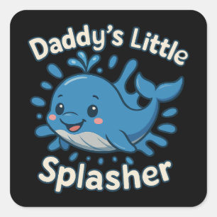 Daddy's Little Splasher Niedlich Baby Whale Quadratischer Aufkleber