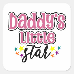 Daddy's Little Star Quadratischer Aufkleber