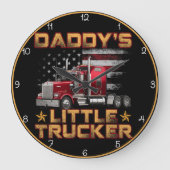 Daddy's Little Trucker American Flag Große Wanduhr (Vorderseite)