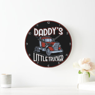 Daddy's Little Trucker Red Truck Große Wanduhr