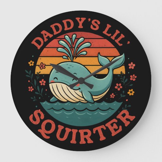 Daddys Little Whale Große Wanduhr (Vorderseite)