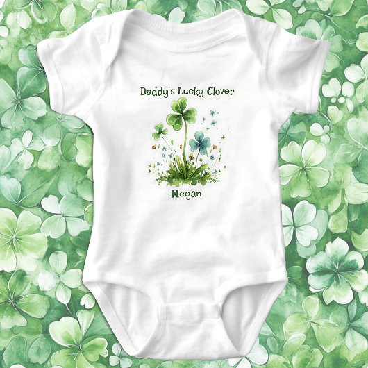 Daddy's Lucky Clover Kleeblatt St. Patricks Day Baby Strampler