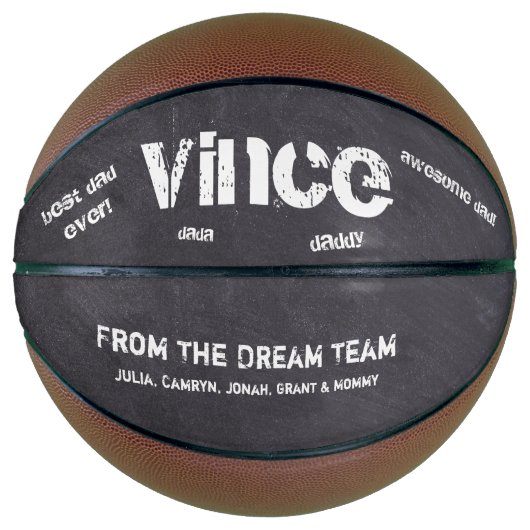 Daddys Name Chalkboard Etch Personalisiert Basketball (Vorderseite)
