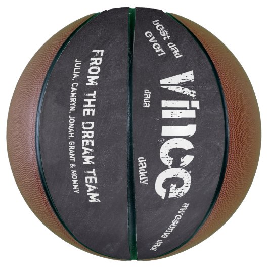 Daddys Name Chalkboard Etch Personalisiert Basketball (Vertikal)