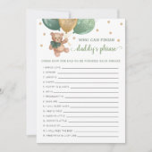 Daddy's Phrase Game Baby Shower Teddy Bear Card Einladung (Vorderseite)