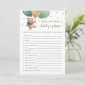 Daddy's Phrase Game Baby Shower Teddy Bear Card Einladung (Stehend Vorderseite)
