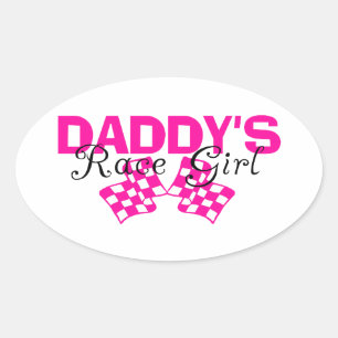 Daddy's Race Girl Ovaler Aufkleber