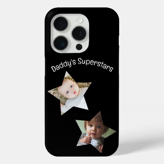 Daddy's Superstars Personalisiert zwei Foto Text Case-Mate iPhone Hülle (Rückseite)