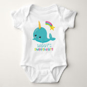 Daddy's Sweetheart Blue Kawaii Narwhal Baby Strampler (Vorderseite)