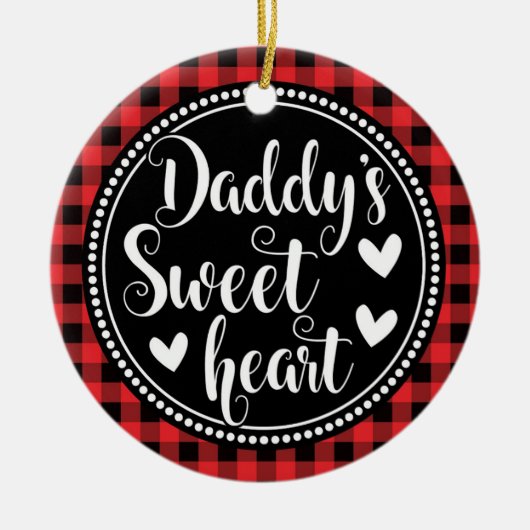 Daddy's Sweetheart Little Girl Red Kariert Keramik Ornament (Vorne)