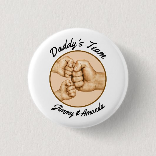 Daddy's Team Fist Bump Father Kids Names Button (Vorderseite)