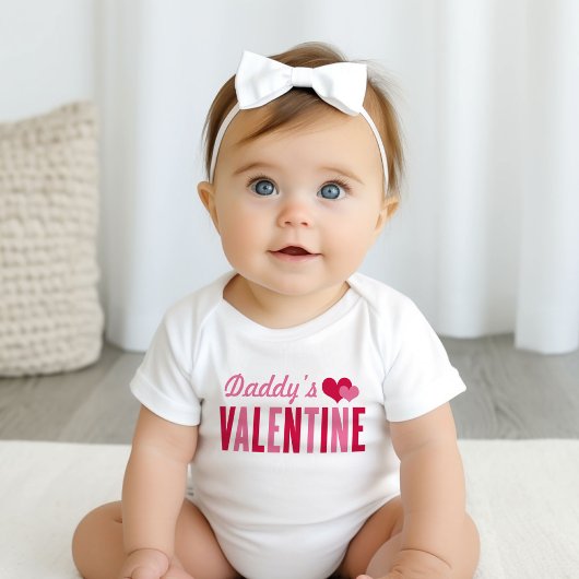 Daddy's Valentine Pink and Red Hearts Baby Girl Baby Strampler