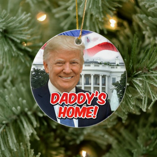 Daddys Zuhause Präsident Donald Trump 2024 Sieg Keramik Ornament (Baum)