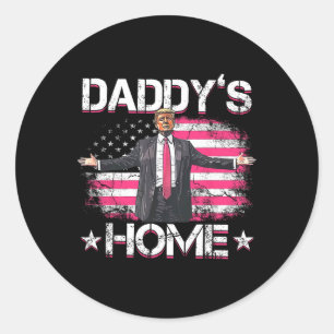 Daddys Zuhause Trump Pink 2024 Funny Trump Amerika Runder Aufkleber