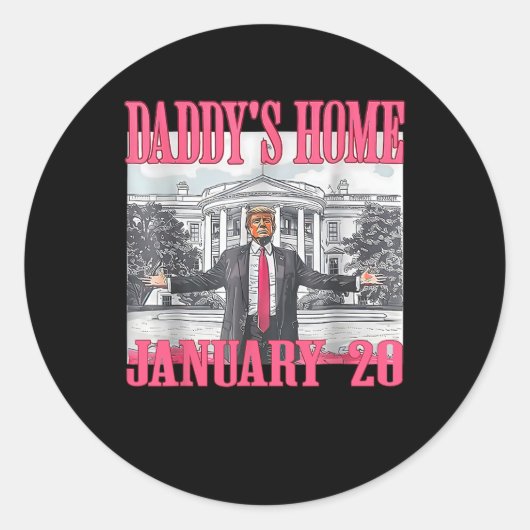 Daddys Zuhause Trump Runder Aufkleber (Vorderseite)