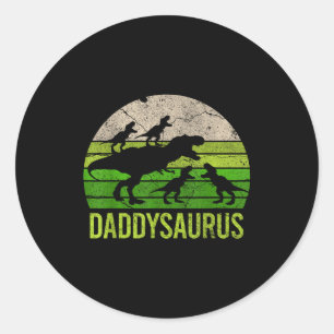 Daddysaurus 4 Für Kinder Vintage Weihnachtsgeschen Runder Aufkleber