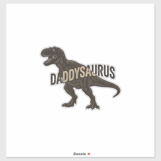 Daddysaurus Dinosaur Vintage Engraving Shirt Desig Aufkleber (Blatt)