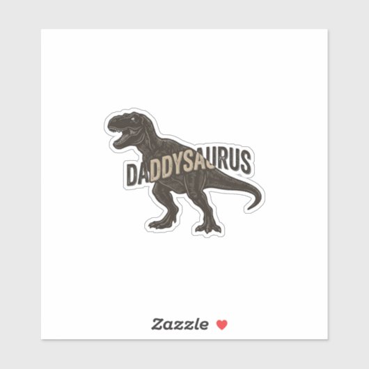 Daddysaurus Dinosaur Vintage Gravur Shirt Design Aufkleber (Blatt)