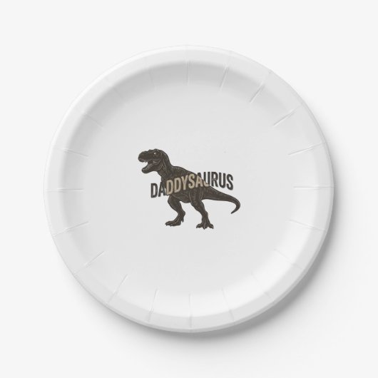 Daddysaurus Dinosaur Vintage Gravur Shirt Design Pappteller (Vorderseite)