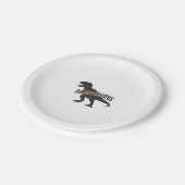 Daddysaurus Dinosaur Vintage Gravur Shirt Design Pappteller (Schrägansicht)