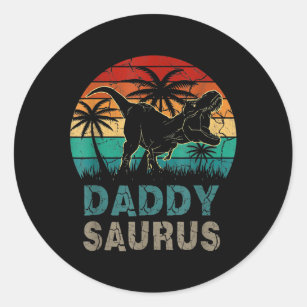 Daddysaurus Funny Vatertag T Rex Daddy Saurus Runder Aufkleber
