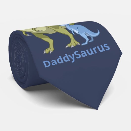 DaddySaurus Green T-Rex & Blue Baby Boy Dinosaurie Krawatte (Gerollt)
