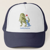 DaddySaurus Green T-Rex & Blue Baby Boy Dinosaurie Truckerkappe (Vorderseite)