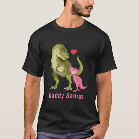 DaddySaurus Green T-Rex & Blue Baby Boy Dinosaurs T-Shirt (Vorderseite)