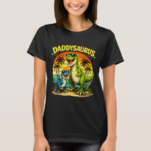 Daddysaurus lustiger Dinosaurier-Vater Retro-Sonne T-Shirt