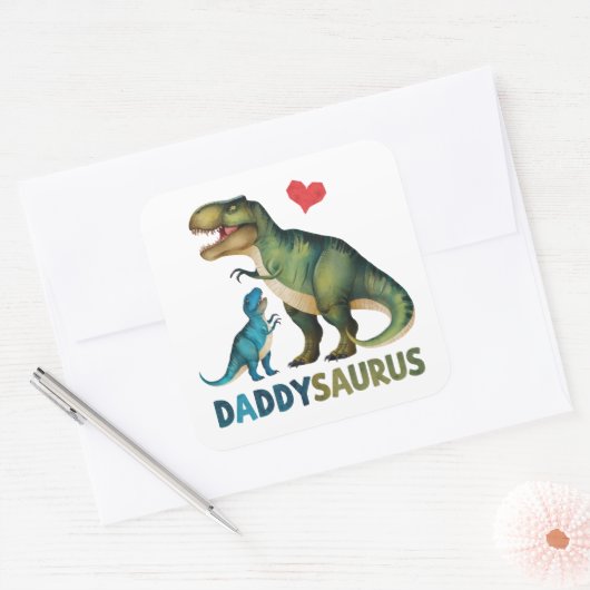 Daddysaurus Quadratischer Aufkleber (Umschlag)