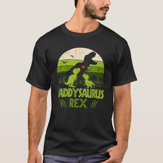 Daddysaurus Rex 2 Kinder Sonnenuntergang Hemd für T-Shirt (Vorderseite)