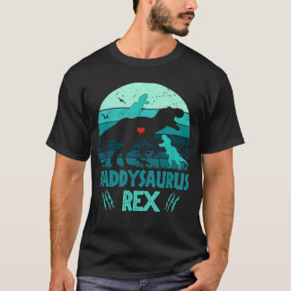 Daddysaurus Rex 2 Kinder Vintagen Vatertag Geschen T-Shirt