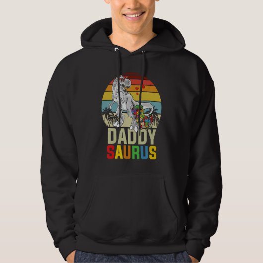 Daddysaurus Rex Dinosaur Daddy Saurus Autism Aware Hoodie (Vorderseite)
