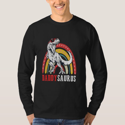 Daddysaurus Rex Rainbow Daddy Saurus Vater Day T-Shirt (Vorderseite)