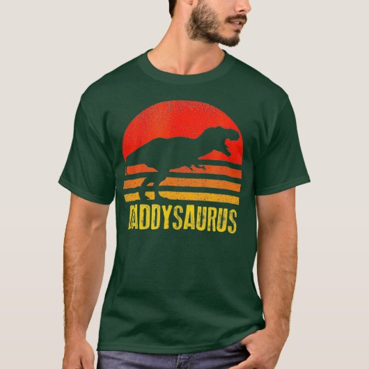Daddysaurus Shirt Retro Vintag Sunset Dinosaurier (Vorderseite)