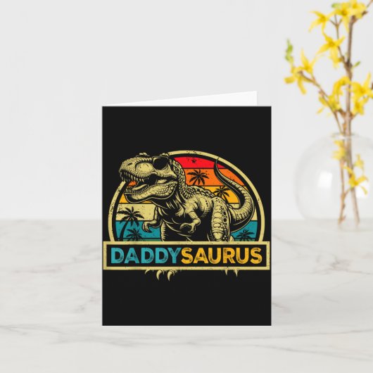 Daddysaurus T Rex Dinosaur Daddy Saurus Family Mat Karte (Gelbe Blume)