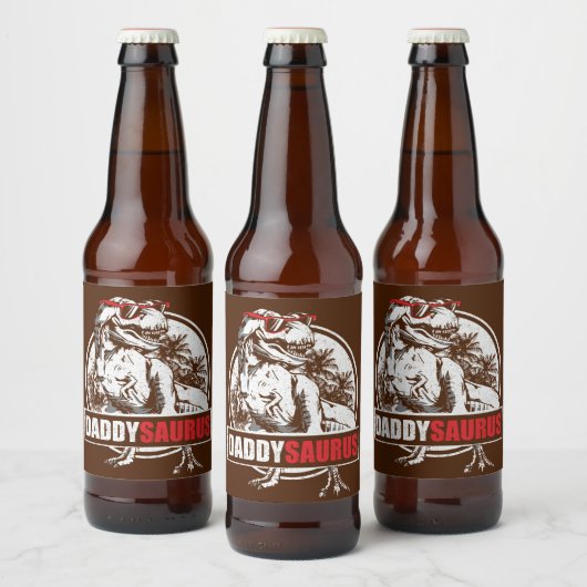 DaddySaurus T-rex Dinosaur Funny Vathers Day Bierflaschenetikett (Flaschen)