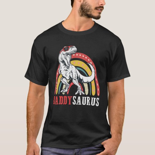 Daddysaurus T Rex Funny Rainbow Daddy Saurus Famil T-Shirt (Vorderseite)