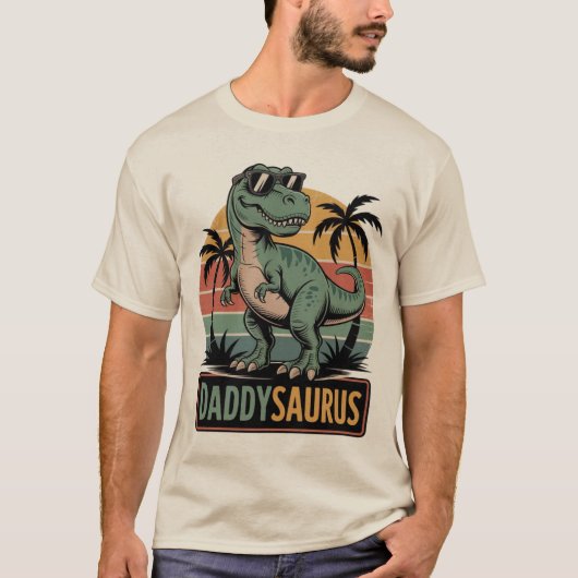 Daddysaurus T-Rex - Funny Retro Vater Dinosaur T-Shirt (Vorderseite)