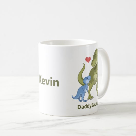 DaddySaurus T-Rex und Baby Boy Dinosaurier Kaffeetasse (VorderseiteRechts)