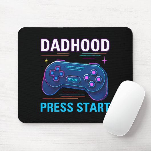 Dadhood Press Start Retro Gamer Design Mouse Pad Mousepad (Mit Mouse)