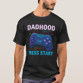 Dadhood Press Start Retro Gamer Design T-Shirt (Vorderseite)